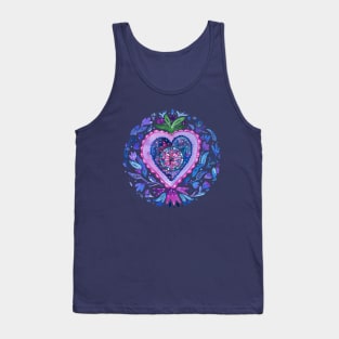 Mexican milagrito heart folk flowers Tank Top